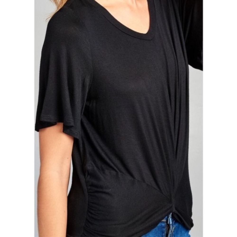 Twisted Buttery soft Twist Front Top - Black